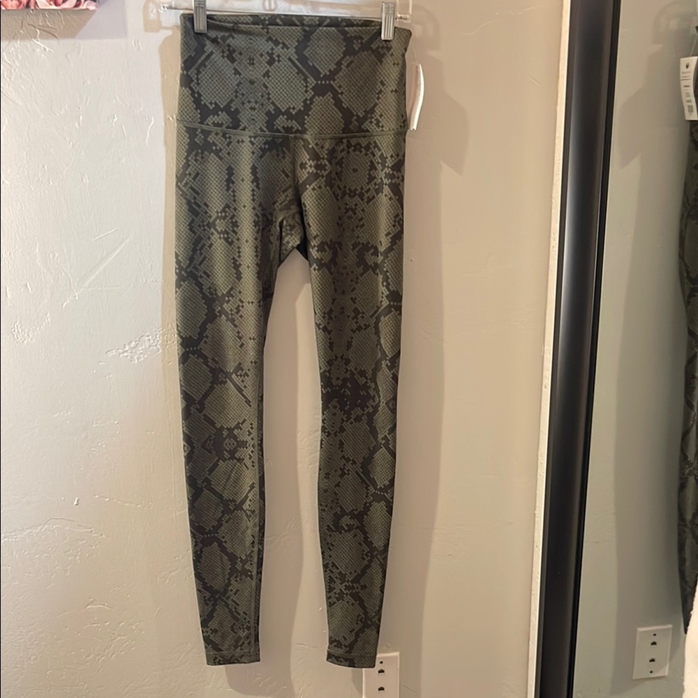 Lululemon Athletica Snake Print Leggings - Olive and Black